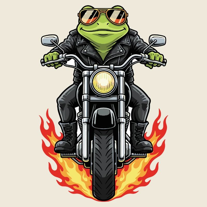 Cool Biker Frog Motorradflammen