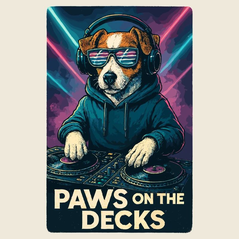 Jack Russell Terrier DJ Platines Paws Techno