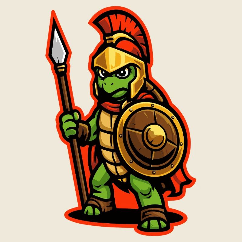 Spartan Turtle Warrior with Shield and Spear