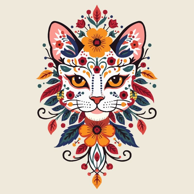Flower Cat Floral Style
