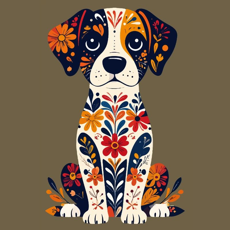 Chien fleur Petit Chien mignon Design