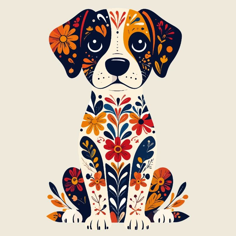 Chien fleur Petit Chien mignon Design