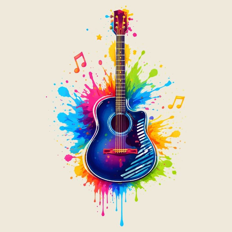 Colorful Guitar – Music Graffiti Art