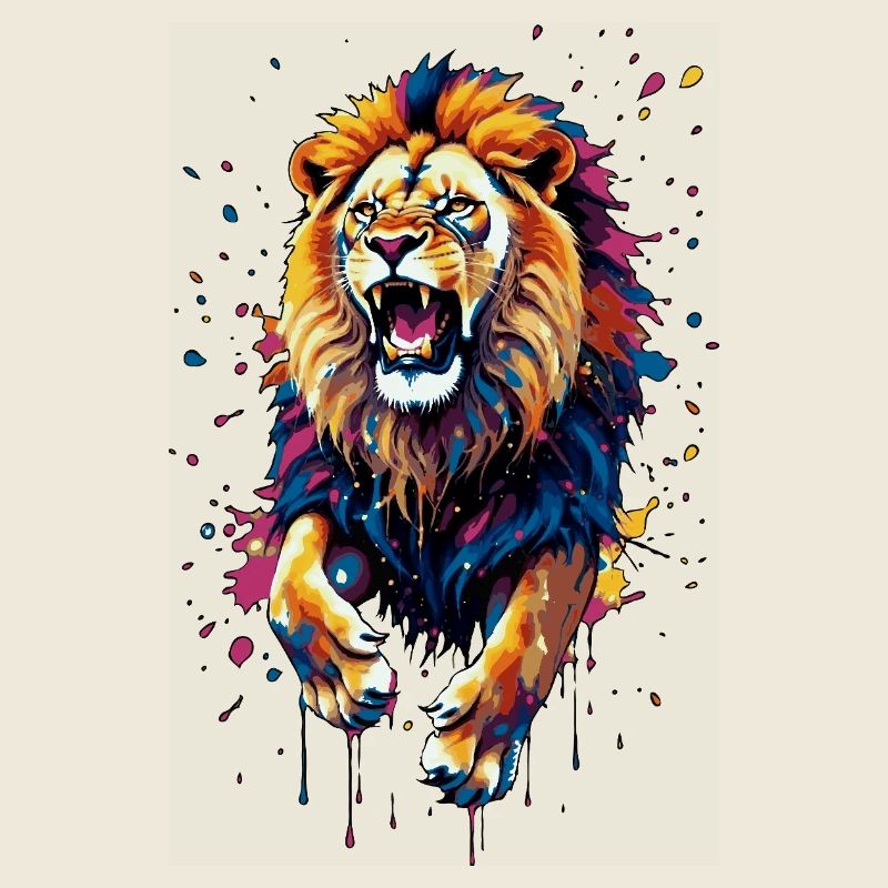 Bunter Löwenausbruch