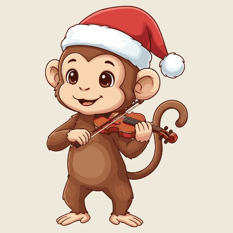 Weihnachtsaffe spielt Geigenkunst