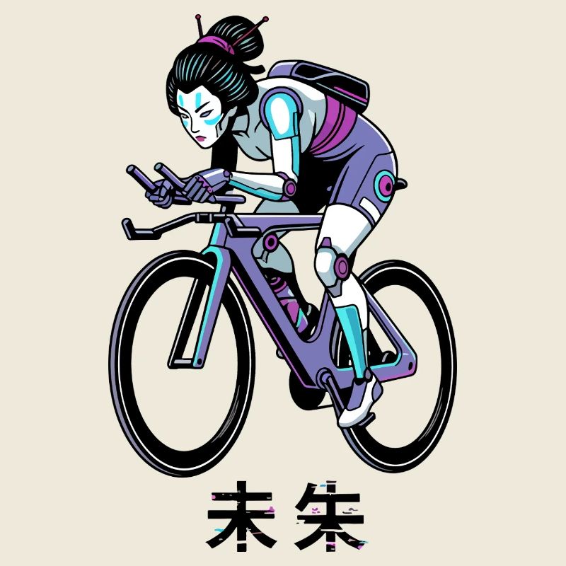Geishas cyborgs néon Cycliste