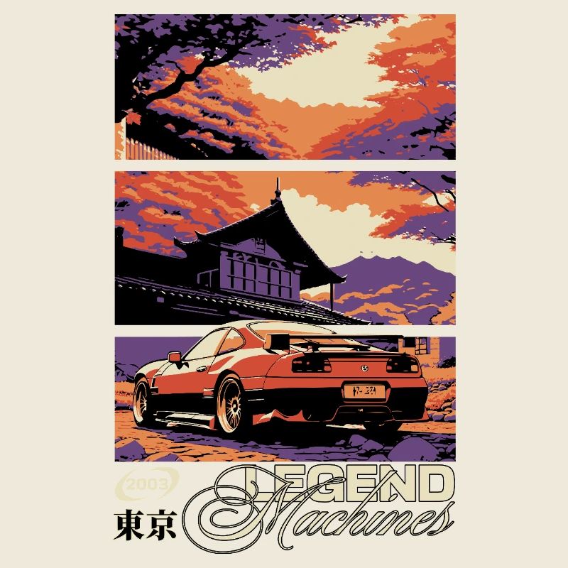 Légende de la Voiture Triptyque Skyline du Coucher du Soleil