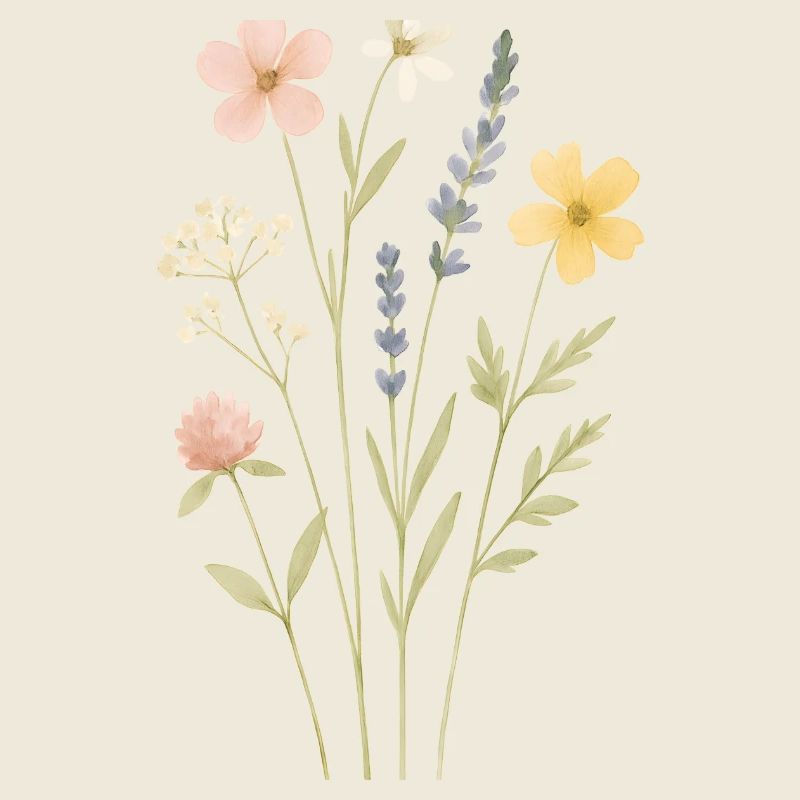 Prairie aquarelle de fleurs sauvages