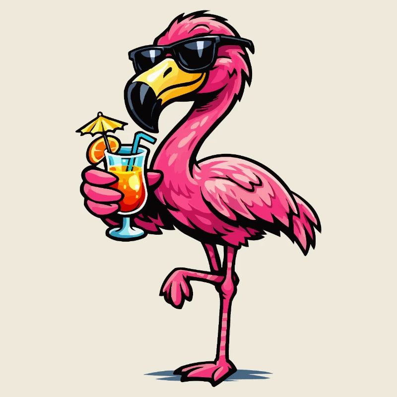 Flamingo Cocktail mit Sonnenbrille