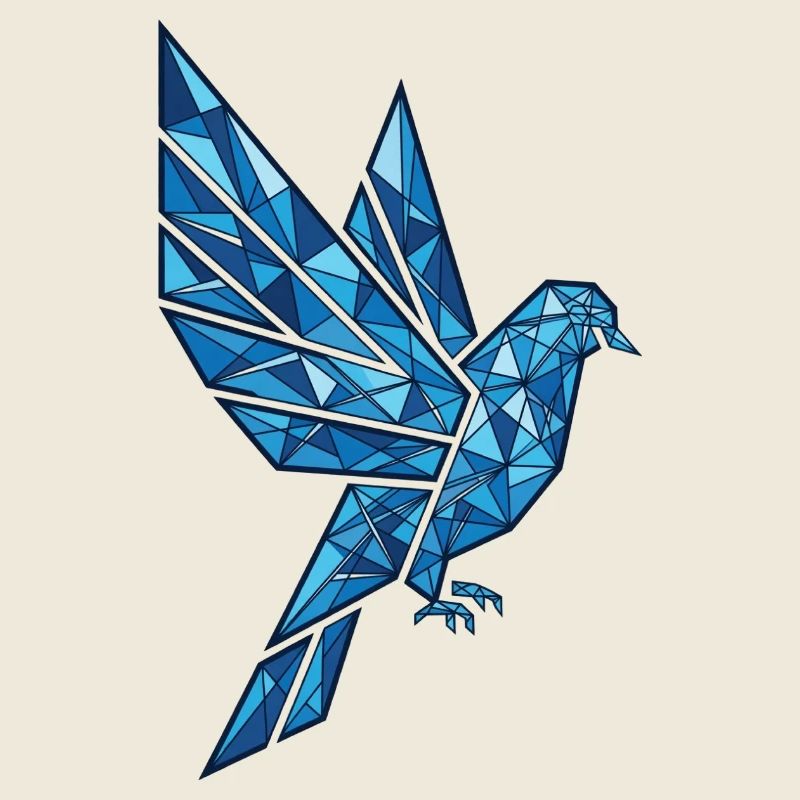 Polygon Dove Blue Flying–Abstract Geometric Dove