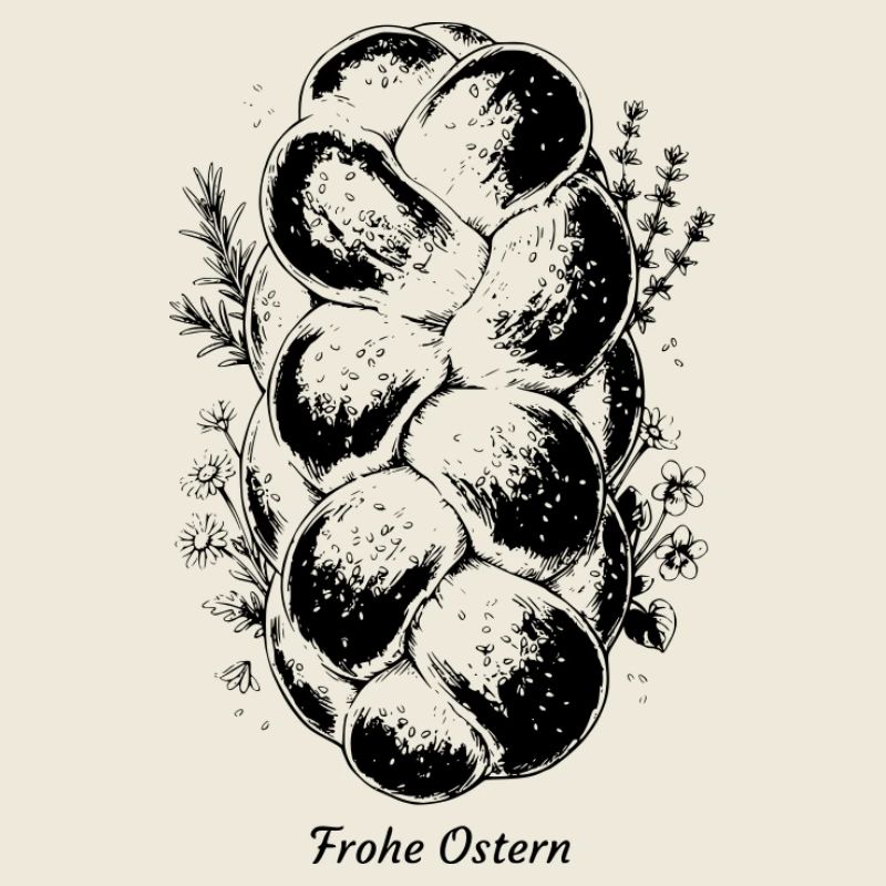 Hefezopf Frohe Ostern – schwarz-weiß