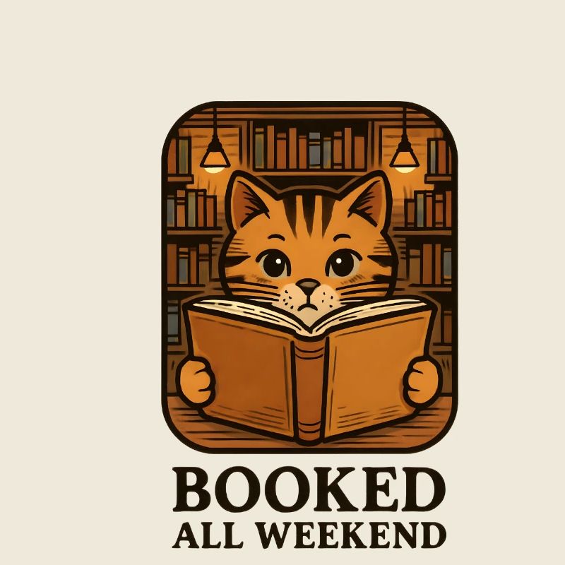 Reading cat on the bookshelf