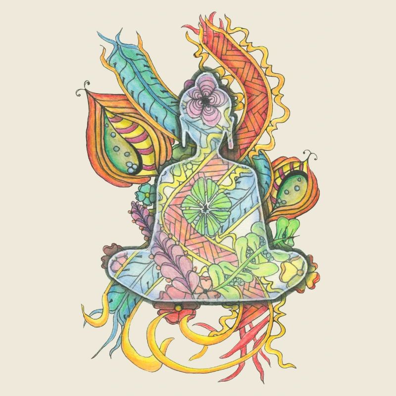 Bouddha méditant dessiné à la main