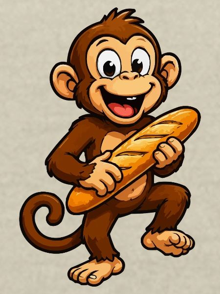 Affe mit Baguette Cartoon