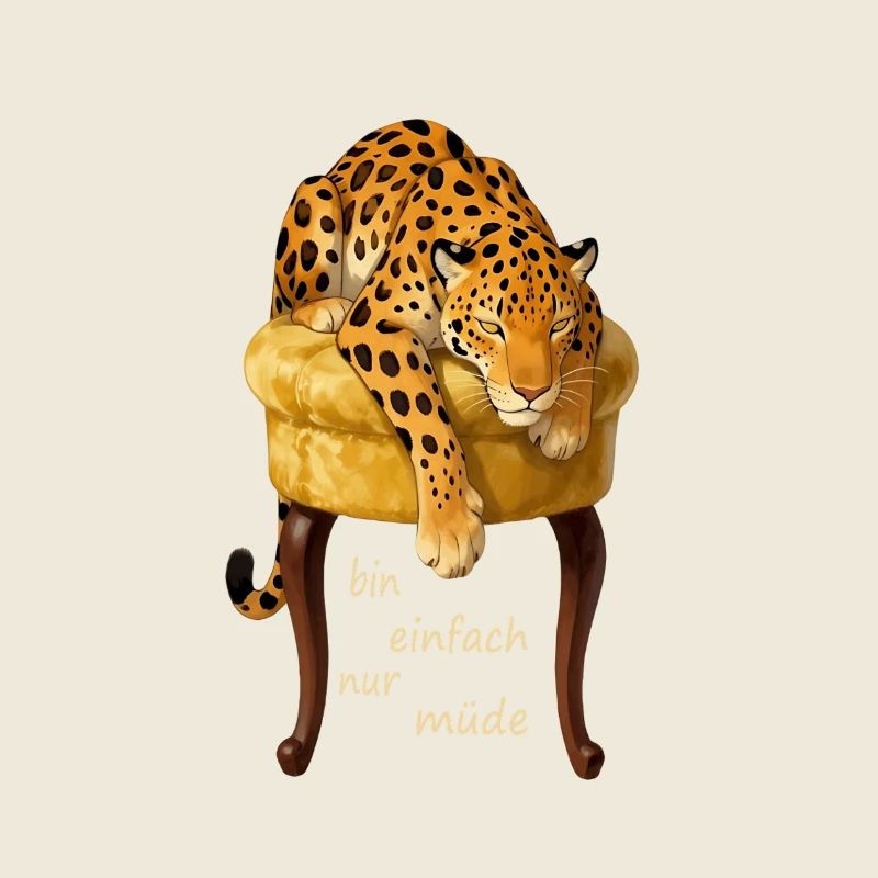 Müder Leopard auf Samtkissen