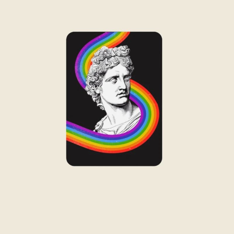 Classic Statue with Vibrant Rainbow