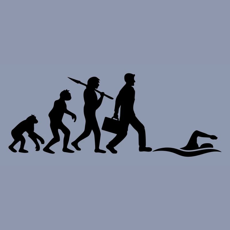 evolution entwicklung geboren zum schwimmen logo s