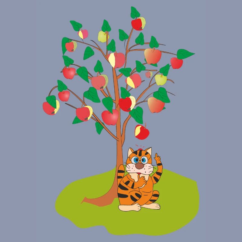 Katze unter dem Apfelbaum