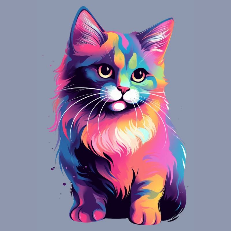 Chat coloré espiègle