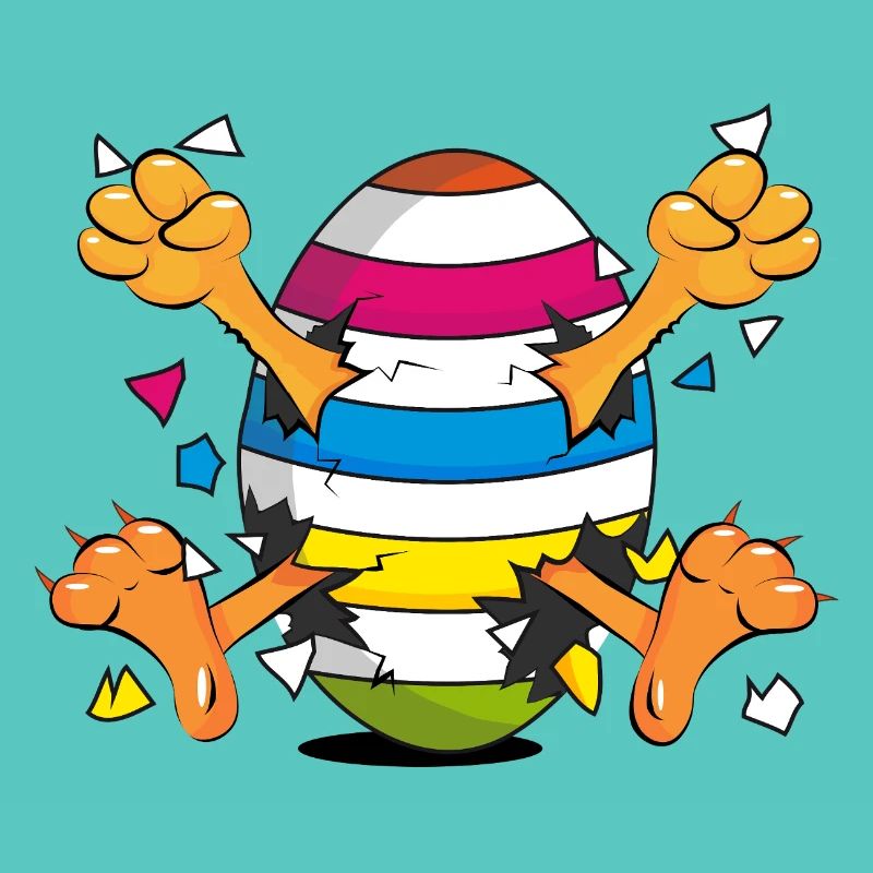Poussin drôle dans un motif de dessin animé Easter Egg