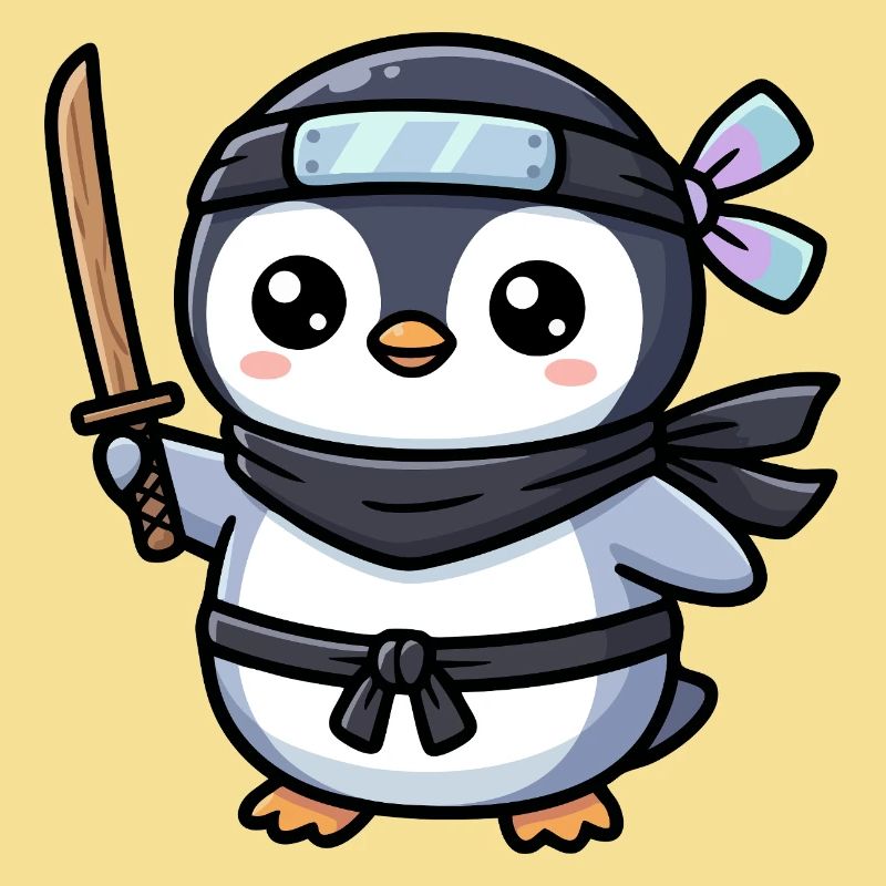 Pingouin Ninja avec Épée