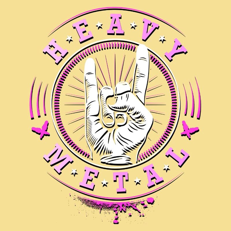 Heavy Metal - Headbanger - Devil Horns - Pink