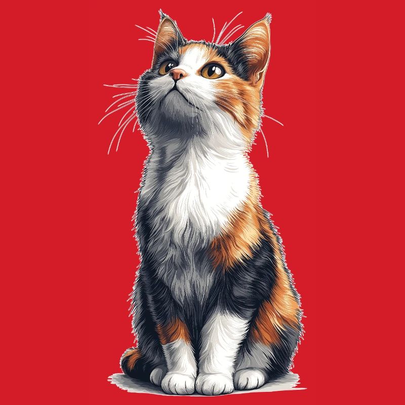 Chat comique assis coloré