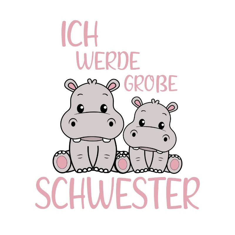Bald Große Schwester Verkünden Süße Nilpferd Babys