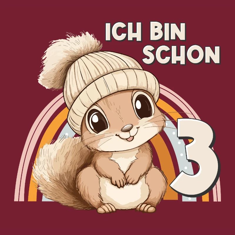3. Geburtstag Eichhörnchen Regenbogen Süß Niedlich