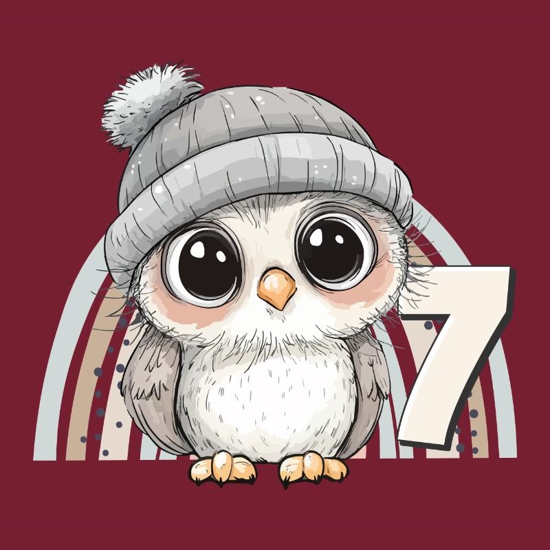 7. Geburtstag Eule Regenbogen Süß Niedlich