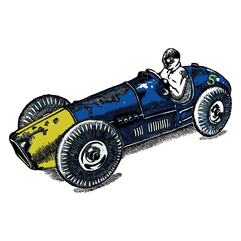 blue yellow race car