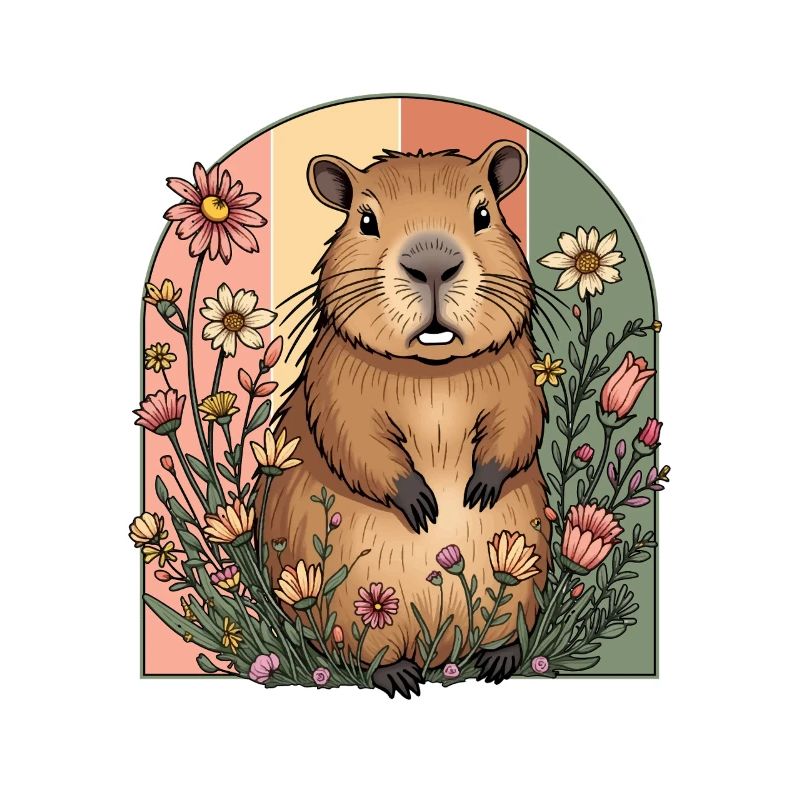 Capybara Cottagecore Blumen Romantisch Mädchen