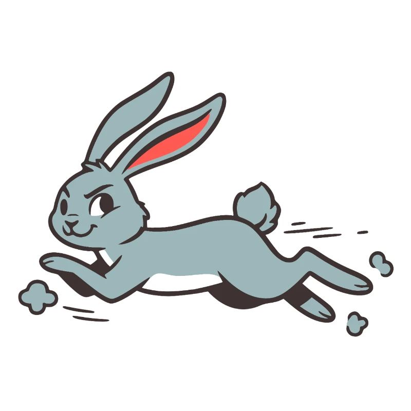 Running Bunny Rabbit Long-Eared Comic Funny