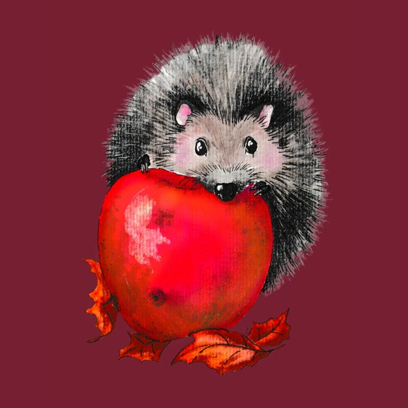 Igel mit Apfel