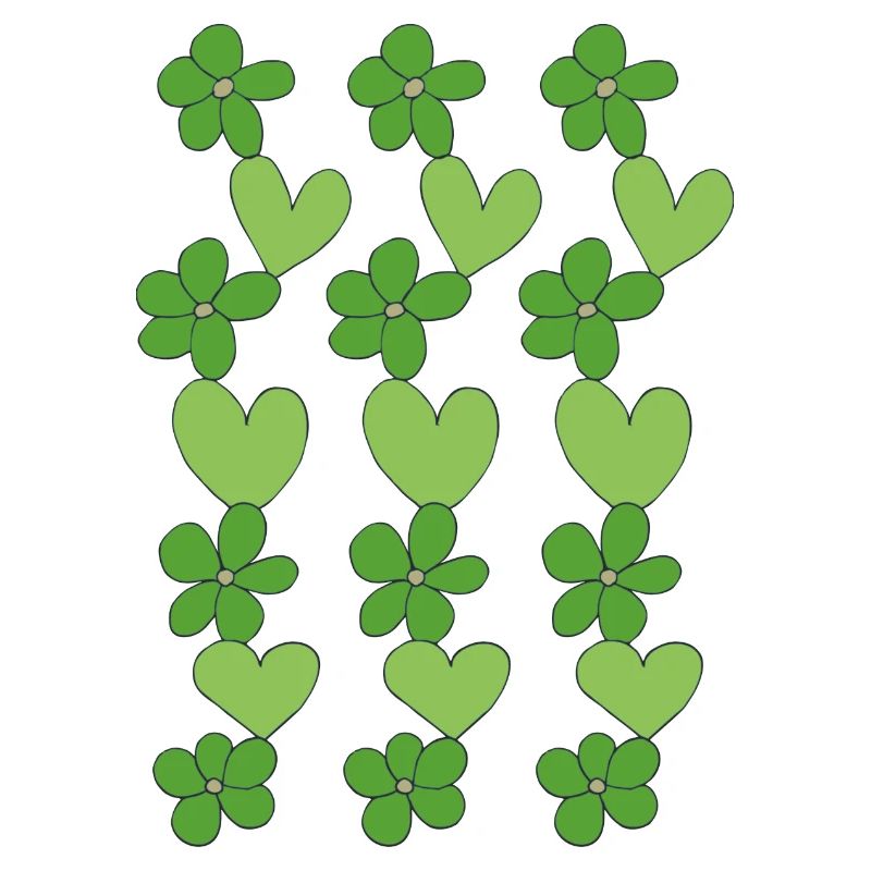 cœurs fleurs vert