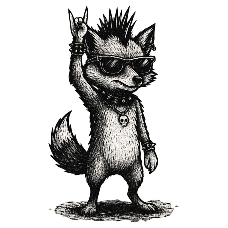 Rock Punk Fox with Sunglasses and Studs