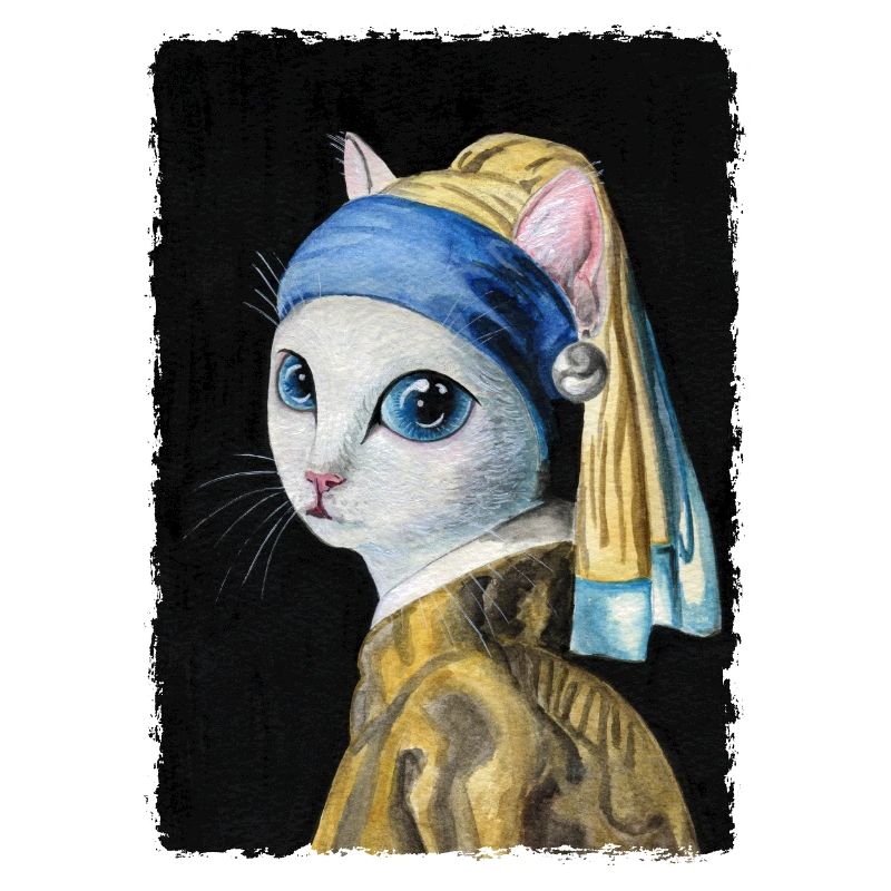 Chat avec une boucle d'oreille perle
