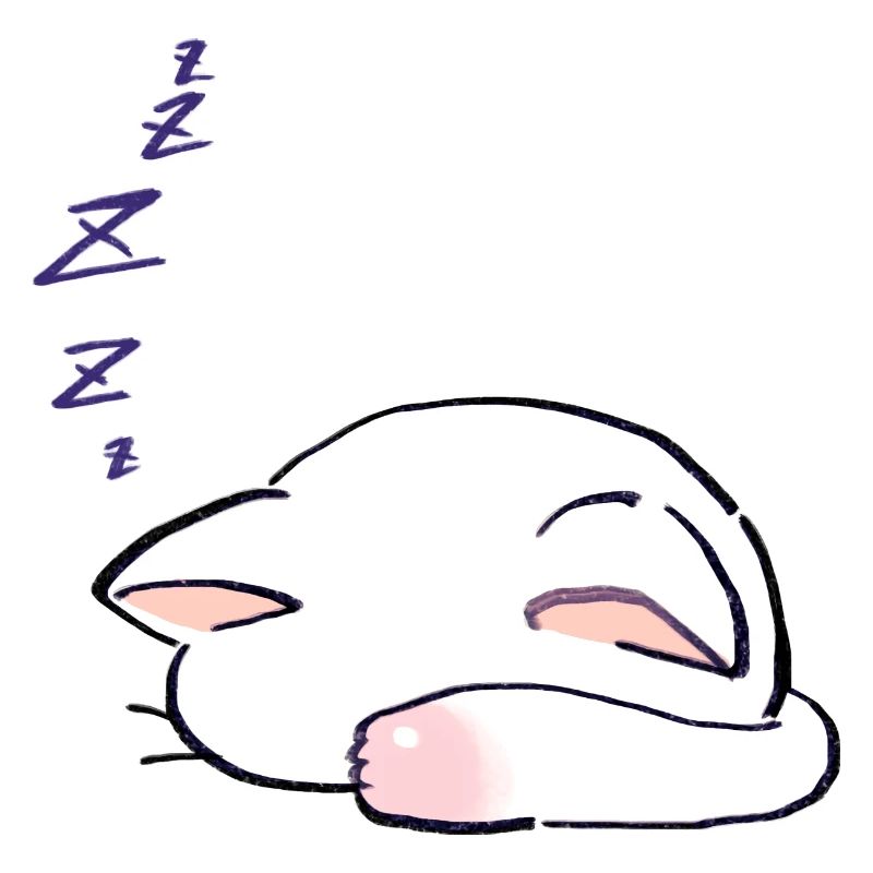 I Draw Lucky Star White Cat Sleeping With Its