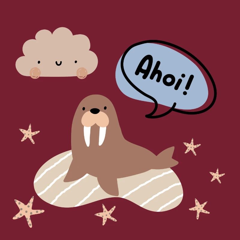 Ohé! Morse et étoile de mer | Conception côtière | Boho