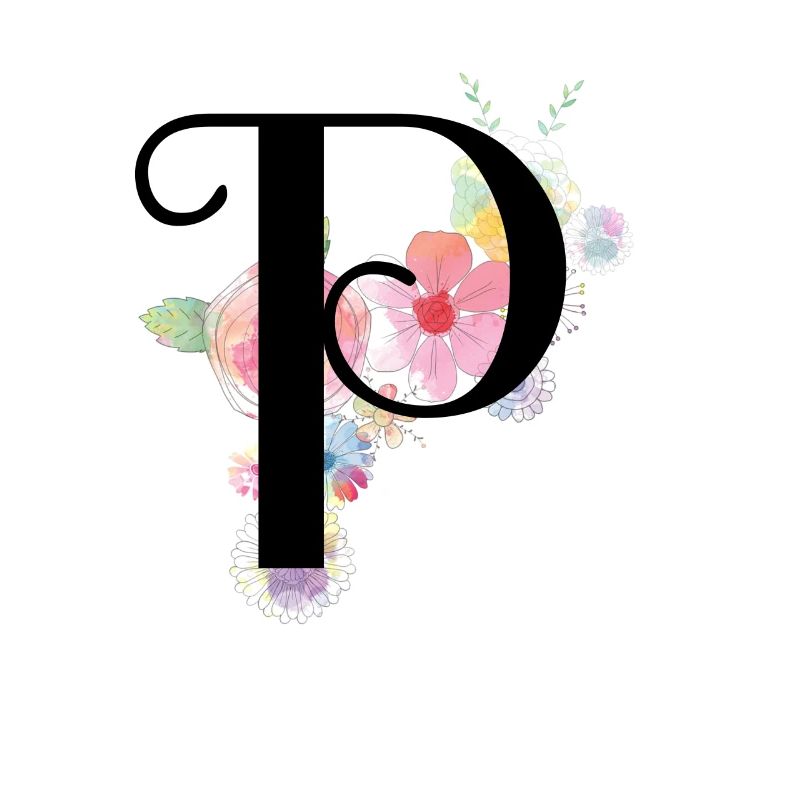 Monogramm Buchstabe P mit Pastellblüten