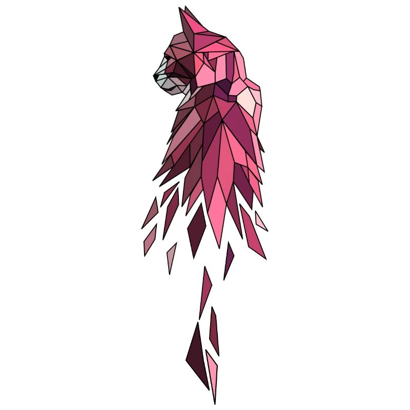 Chat cadeau rose polygone