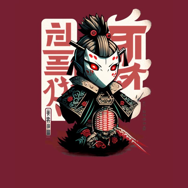 Mythical Japanese Samurai Kuchisake Onna Devil