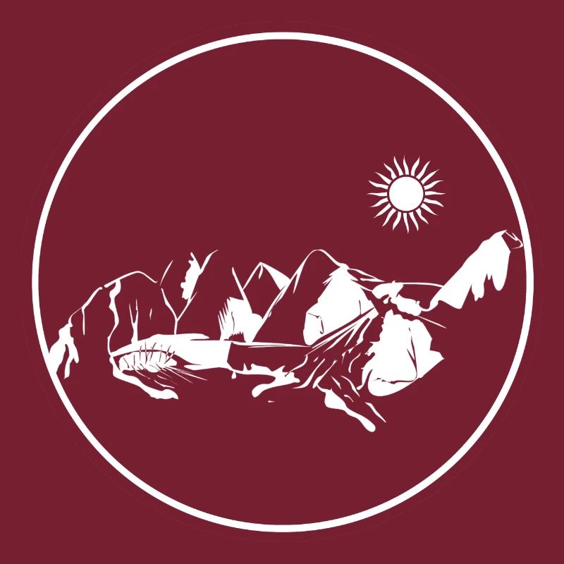 Circle Stamp Mountain Landscape Moonlight