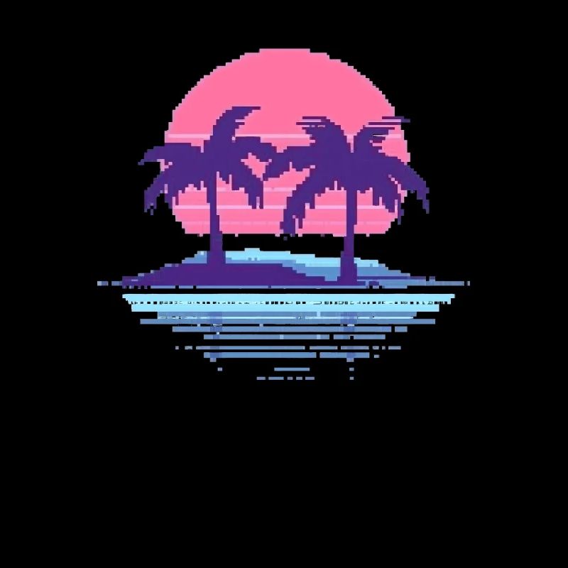 Vaporwave Synthwave Pixelart Palm Trees Retro 90s