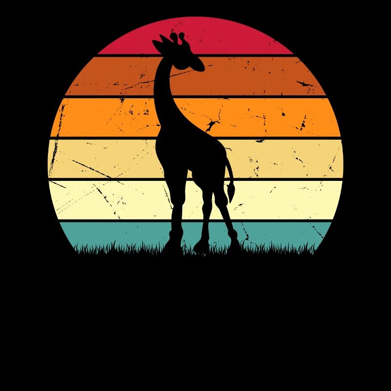Giraffe Sunset Giraffe Lover Retro Giraffe