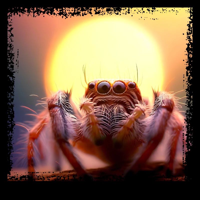 Araignée sauteuse au coucher du soleil