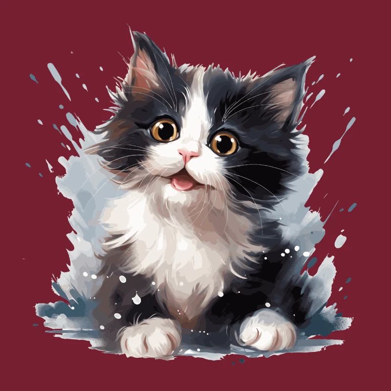 chaton noir et blanc