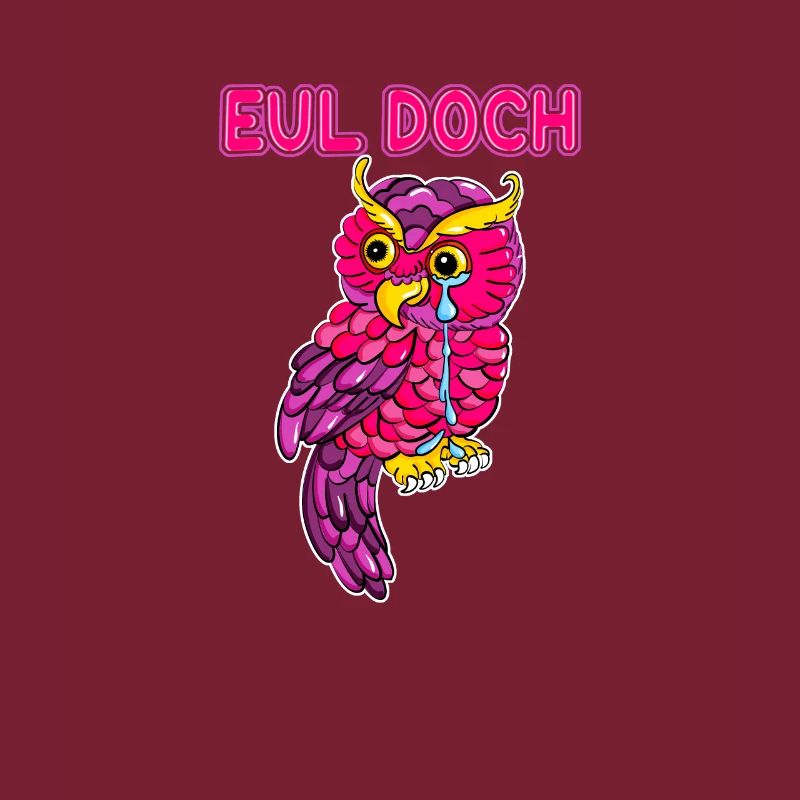 Niedliche Traurige Pinke Eule Eul Doch