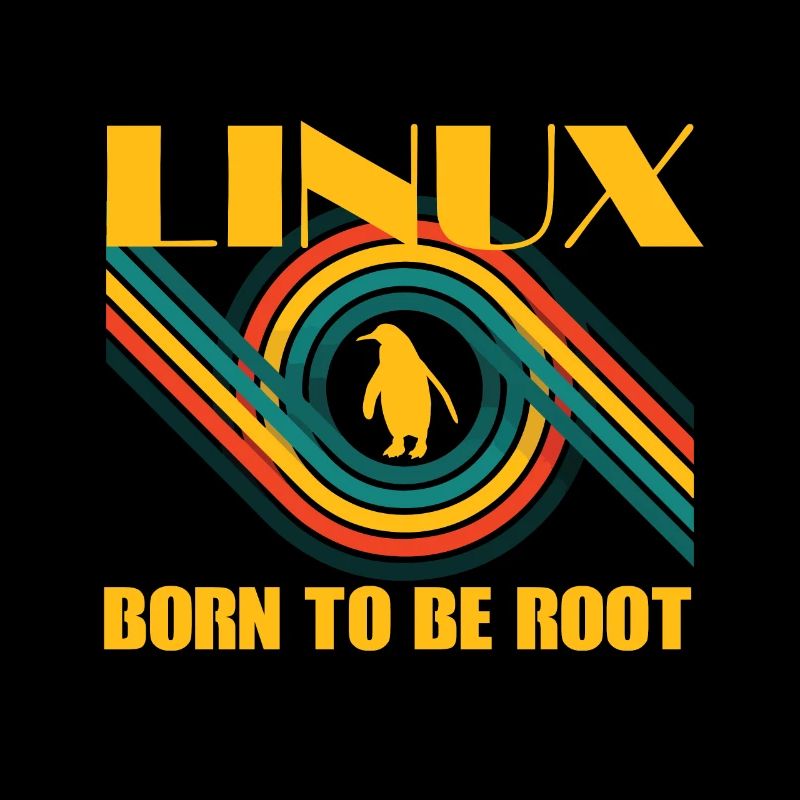 Born To Be Root Linux Retro Pinguin Nerd Geek