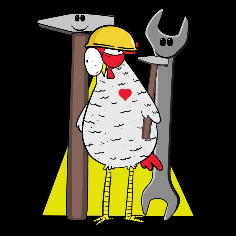 Construction Site Chicken Safety Helmet Tool Builder Hammer